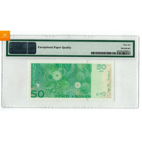 50 kroner 2015 H kvalitet 0, PMG MS66 EPQ