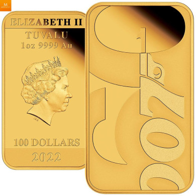 Ekslusiv nyhet! Tuvalu 2022 JAMES BOND 007™ 1 OZ GULL  60TH ANNIV RECTANGULÆR MYNT Ekslusiv nyhet! Tuvalu 2022 JAMES BOND 007™ 1 OZ GULL  60TH ANNIV RECTANGULÆR MYNT