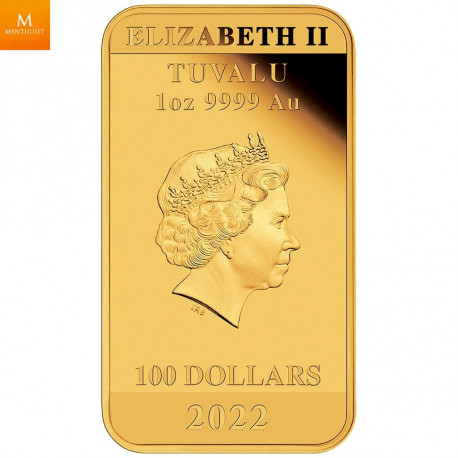 Ekslusiv nyhet! Tuvalu 2022 JAMES BOND 007™ 1 OZ GULL  60TH ANNIV RECTANGULÆR MYNT
