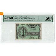 1 krone 1942 A 003800 Enkelt seddelnummer, London Kvalitet: Pen 1