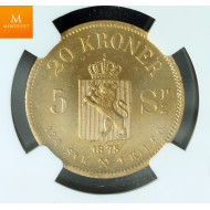20 kroner 1875 kvalitet 0/01 , NGC MS64