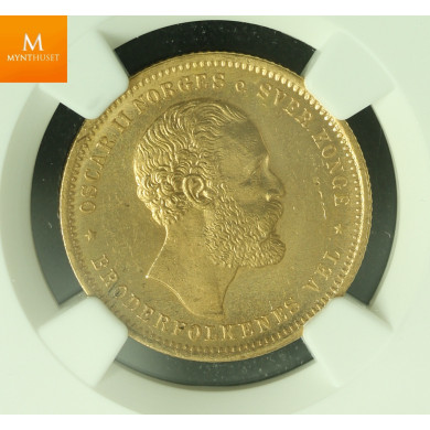 20 kroner 1875 kvalitet 0/01 , NGC MS64 20 kroner 1875 kvalitet 0/01 , NGC MS64