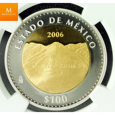 MEXICO 100 PESOS 2006MO BIMET GOLD/SILVER PROOF NGC PF70 UCAM MEXICO 100 PESOS 2006MO BIMET GOLD/SILVER PROOF NGC PF70 UCAM