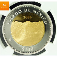 MEXICO 100 PESOS 2006MO BIMET GOLD/SILVER PROOF NGC PF70 UCAM