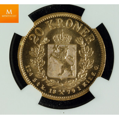 20 kroner 1879 kvalitet 0/01, NGC MS65 20 kroner 1879 kvalitet 0/01, NGC MS65