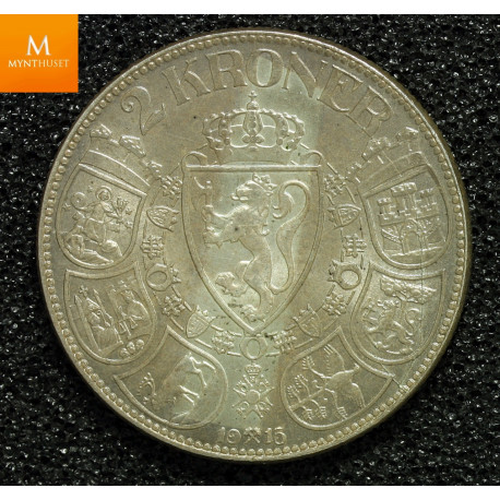 2 kroner 1915 kvalitet 1+, toning