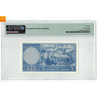 5 kroner 1963 K.6831727 Kvalitet 0, PMG MS66 EPQ 5 kroner 1963 K.6831727 Kvalitet 0, PMG MS66 EPQ