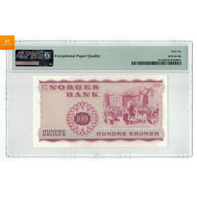 Erstatningsseddel 100 kroner 1972 X7913567 Kvalitet 0 , PMG MS66 EPQ