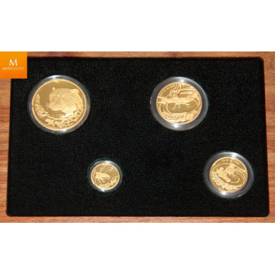 Nydelig! 2011 South Africa Prestige Natura Meerkat Gull Proof 4 mynt sett med boks og Coa