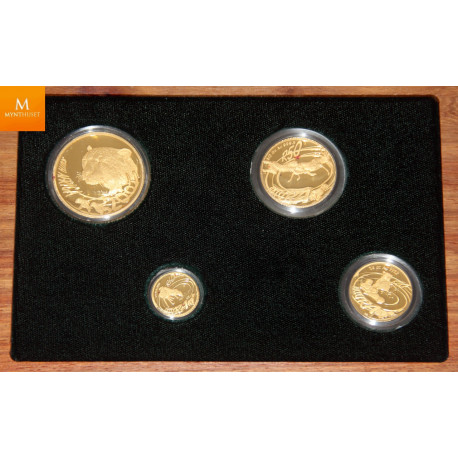 Nydelig! 2011 South Africa Prestige Natura Meerkat Gull Proof 4 mynt sett med boks og Coa