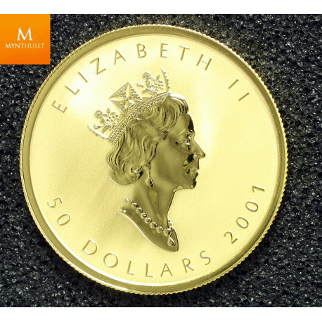 Canada 1 OZ GULL 9999 2001 MAPLE LEAF BU viking privy OPPLAG KUN 1000 Kvalitet SP69