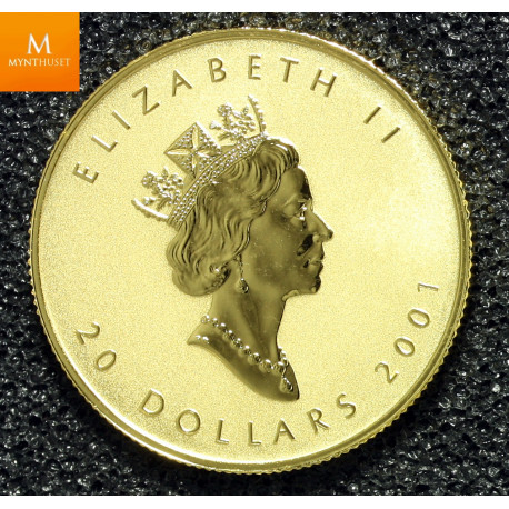 Canada 1 OZ GULL 9999 2001 MAPLE LEAF BU viking privy OPPLAG KUN 1000 Kvalitet SP69