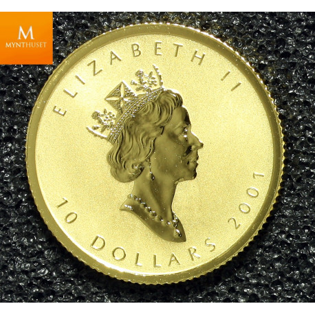 Canada 1 OZ GULL 9999 2001 MAPLE LEAF BU viking privy OPPLAG KUN 1000 Kvalitet SP69