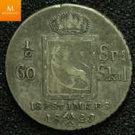 1/2 speciedaler 1823 Carl XIV Johan. Kv.1/1+