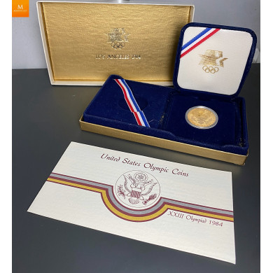 USA 1984 OL 10 Dollar Proof Gull mynt i kvalitet proof med skrin og coa USA 1984 OL 10 Dollar Proof Gull mynt i kvalitet proof med skrin og coa