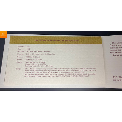 USA 1984 OL 10 Dollar Proof Gull mynt i kvalitet proof med skrin og coa USA 1984 OL 10 Dollar Proof Gull mynt i kvalitet proof med skrin og coa