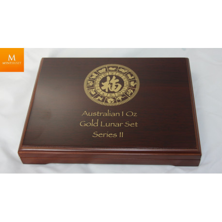 12 oz rent gull, unik mulighet! Australia Lunar Series 2 komplett sett med 12 stk 1 oz gullmynter i kvalitet BU