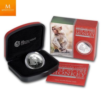 2016 1/2oz 999 SØLV PROOF AUSTRALIA LUNAR YEAR OF THE MONKEY W/BOX & COA