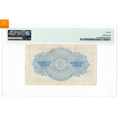 5 kroner 1953 Z.0083500, UNIK seddel i kvalitet 1-, PMG VF20 5 kroner 1953 Z.0083500, UNIK seddel i kvalitet 1-, PMG VF20