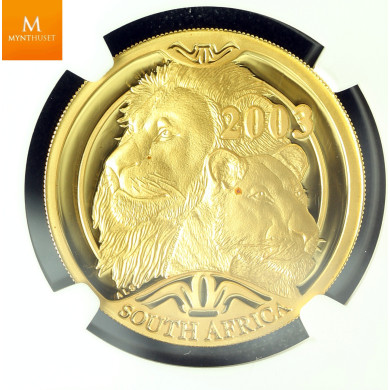South Africa 2003 1 oz Gull Natura Lion kvalitet proof, NGC PF69 South Africa 2003 1 oz Gull Natura Lion kvalitet proof, NGC PF69