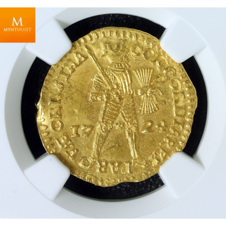 Rundeskatten gull dukat 1724 Utrecht kvalitet 0/01, NGC MS64