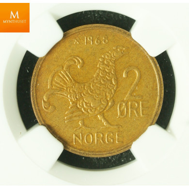 2 øre 1968 kvalitet 0, NGC MS65 2 øre 1968 kvalitet 0, NGC MS65