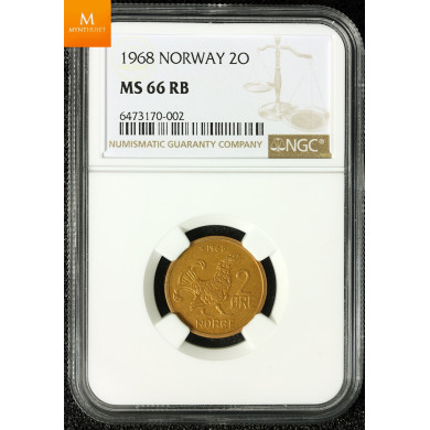 2 øre 1968 kvalitet 0, NGC MS66 2 øre 1968 kvalitet 0, NGC MS66