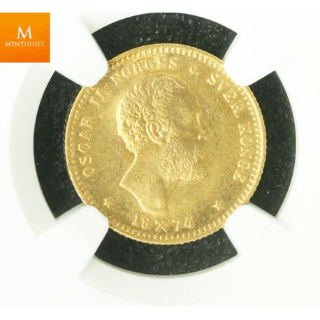 10 kroner 2,5 sp1874 kvalitet 0/01, NGC MS64 Nydelig !