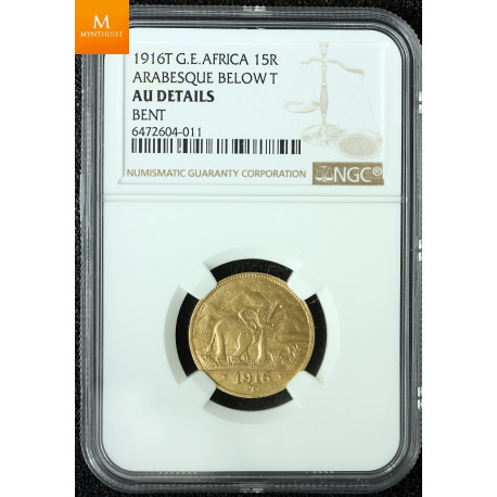 Meget sjelden! Tysk Øst Afrika (Tabora) 15 Rupien 1916 T type 1 kvalitet 01, NGC AU