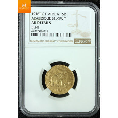 Meget sjelden! Tysk Øst Afrika (Tabora) 15 Rupien 1916 T type 1 kvalitet 01, NGC AU Meget sjelden! Tysk Øst Afrika (Tabora) 15 Rupien 1916 T type 1 kvalitet 01, NGC AU