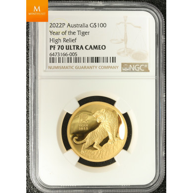SJELDEN! Australia 2022 YEAR OF THE TIGER 1 OZ  GULL LUNAR SERIE 3 KVALITET PROOF HIGH RELIEF SJELDEN! Australia 2022 YEAR OF THE TIGER 1 OZ  GULL LUNAR SERIE 3 KVALITET PROOF HIGH RELIEF