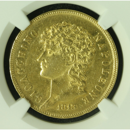 Italia Naples & Sicily Joachim Murat gull 40 Lire 1813 AU Detalis