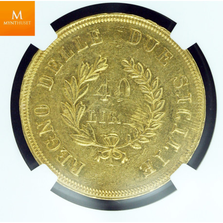 Italia Naples & Sicily Joachim Murat gull 40 Lire 1813 AU Detalis