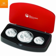 Australia 2012 Year DRAGON Lunar 3 MYNT SETT 2, 1 og 1/2 Oz SØLV I KVALITET PROOF