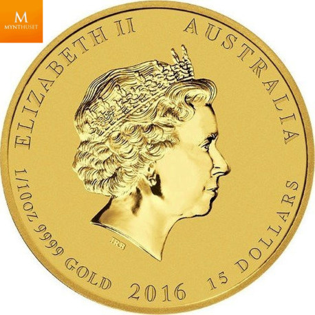 Australia 2022  1/10 oz Gull Lunar S3 «Year of the Tiger» Kvalitet BU i Kapsel