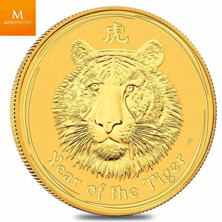 Australia 2010 1/10 oz Gull Lunar S2 «Year of the Tiger» Kvalitet BU i Kapsel