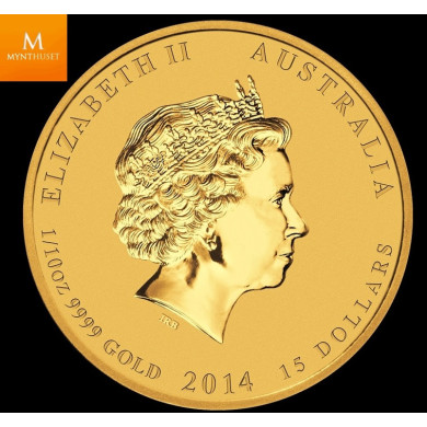 Australia 2014 1/10 oz Gull Lunar S2 «Year of the Horse» Kvalitet BU i Kapsel