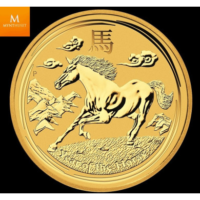 Australia 2014 1/10 oz Gull Lunar S2 «Year of the Horse» Kvalitet BU i Kapsel