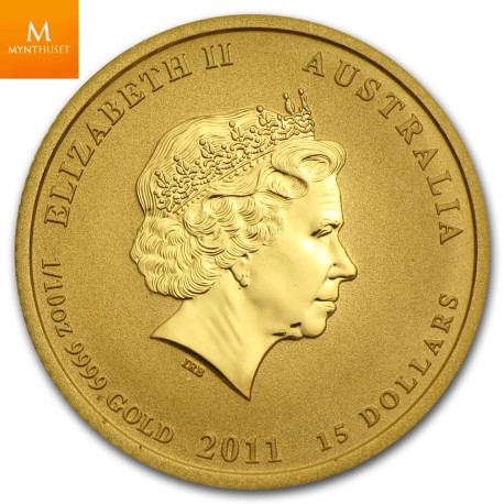 Australia 2011 1/10 oz Gull Lunar S2 «Year of the Rabbit» Kvalitet BU i Kapsel