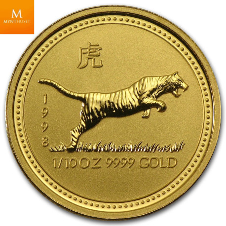 Australia 1998 1/10 oz Gull Lunar S1 «Year of the Tiger» Kvalitet BU i Kapsel