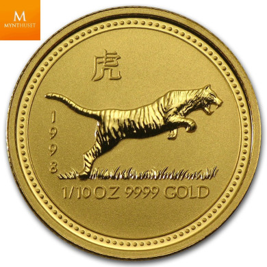 Australia 1998 1/10 oz Gull Lunar S1 «Year of the Tiger» Kvalitet BU i Kapsel Australia 1998 1/10 oz Gull Lunar S1 «Year of the Tiger» Kvalitet BU i Kapsel