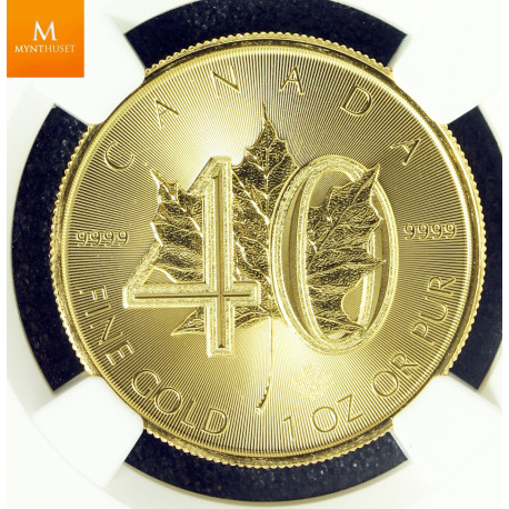 CANADA 2019 1oz Gold 40th Anniversary'Maple Leaf MS70