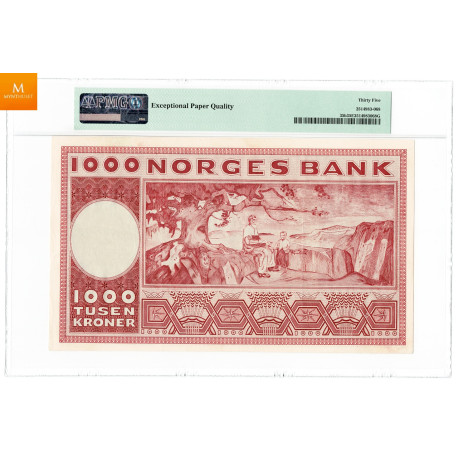 1000 kroner 1958 A.1260943 Kvalitet 1+, PMG VF35 EPQ