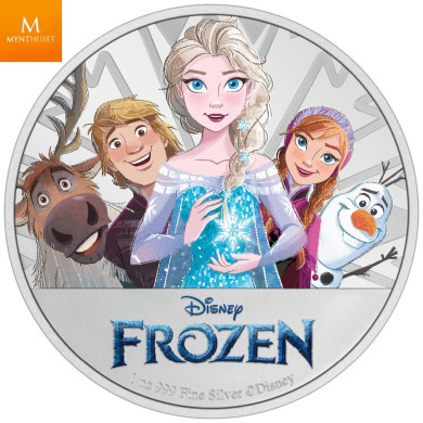 Niue 2022 DISNEY FROZEN 1 OZ  KVALITET PROOF I SKRIN Niue 2022 DISNEY FROZEN 1 OZ  KVALITET PROOF I SKRIN