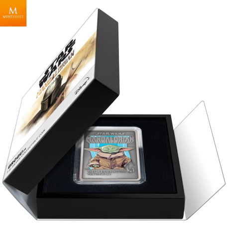 Niue 2022 GROGU 1 OZ  MANDALORIAN POSTERS KVALITET ANTIKK FINISH
