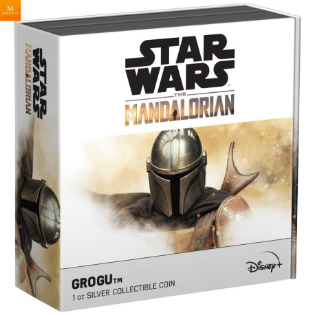Niue 2022 GROGU 1 OZ  MANDALORIAN POSTERS KVALITET ANTIKK FINISH