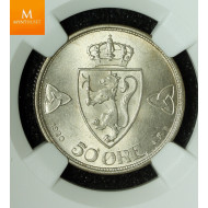 50 øre 1920 uten hull kvalitet 0, NGC MS65