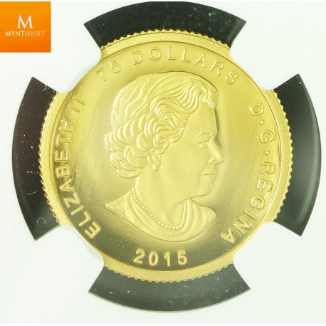 Canada gull maple leaf 75 Dollars 2015 The Allied gold Kv proof, NGC PF70
