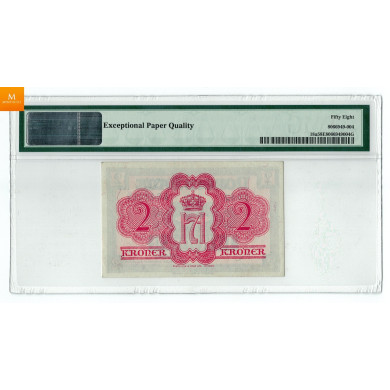 2 kroner London 1942 A648218 kvalitet G01, PMG AU58EPQ