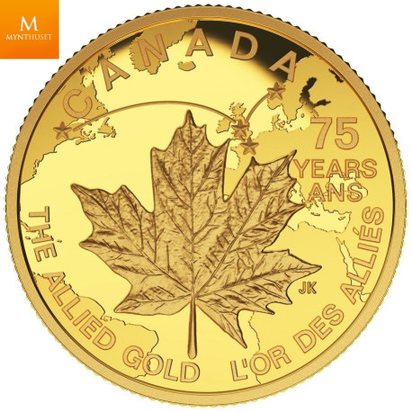 Canada gull maple leaf 75 Dollars 2015 The Allied gold Kv proof, NGC PF70
